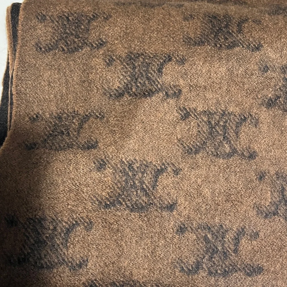 Celine Houndstooth Brown and Black Scarf